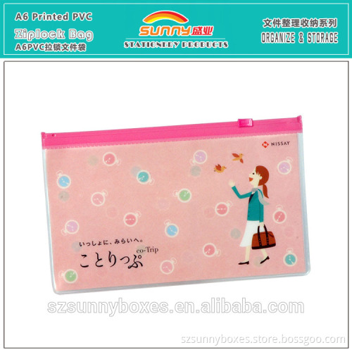 Eco-friendly Printed PVC A6 Ziplock File Bag